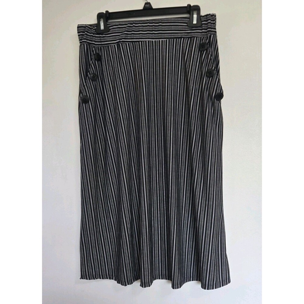 Robert Louis Skirt Womens S Black White Striped Boho Career Office Capsule